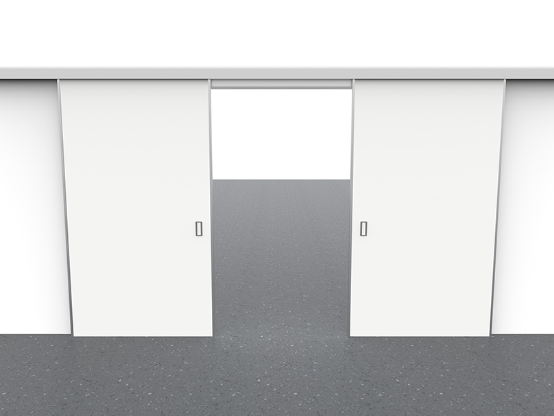 Porta scorrevole due ante senza visiva delta2000