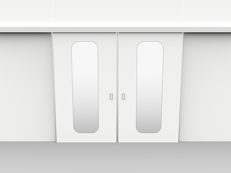 Porta scorrevole due ante-visiva a specchio delta2000