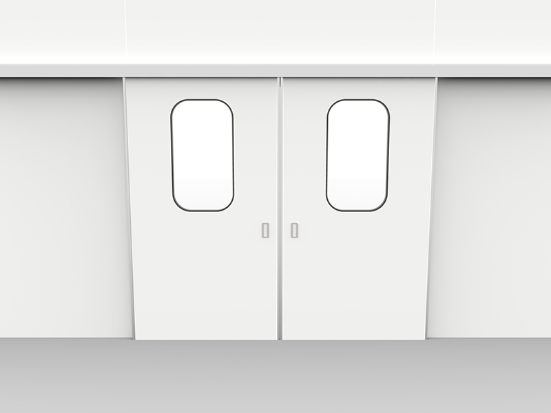 Porta scorrevole due ante visiva raggiata delta2000