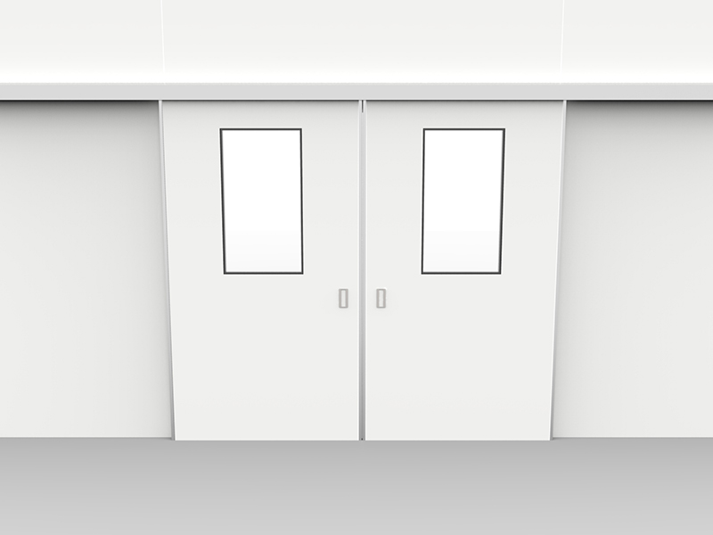 Porta scorrevole due ante visiva retta delta2000